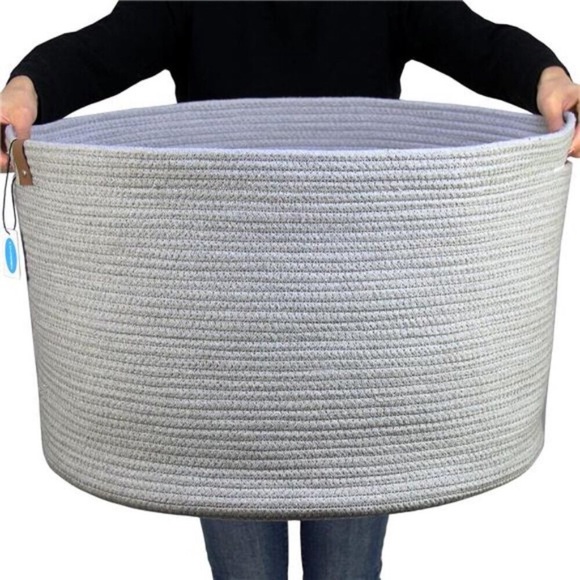 XXXLarge Cotton Rope Basket for Living Room - Woven Storage Basket with Handle